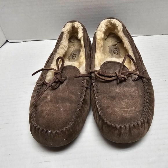 UGG Australia Womens Dakota Suede Sheepskin Moccasin Slip On Brown 5612 9 40 - Picture 4 of 15